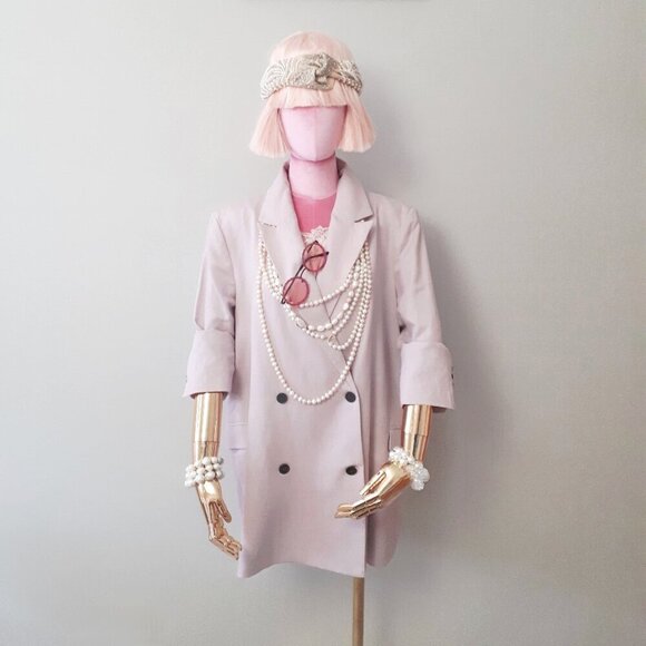 NWOT Frank and Oak purple pink double breasted linen blend blazer, XL - Picture 2 of 10